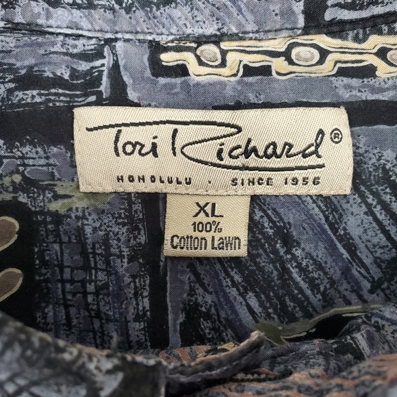TORI RICHARD Hawaiian Shirt 100% Cotton Lawn Mens XL Honolulu Geometric Design - Picture 8 of 11